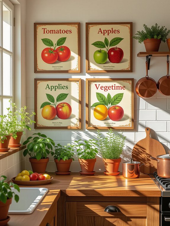 vintage kitchen produce prints