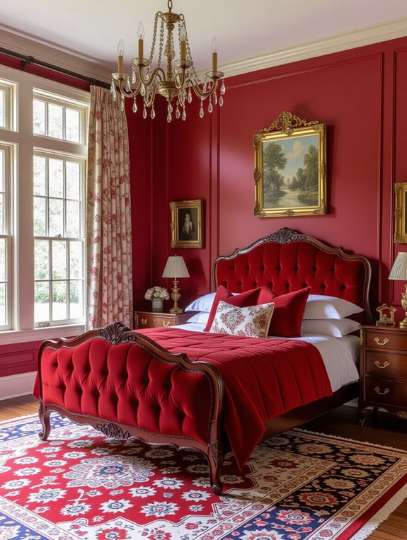 vintage red furniture accents