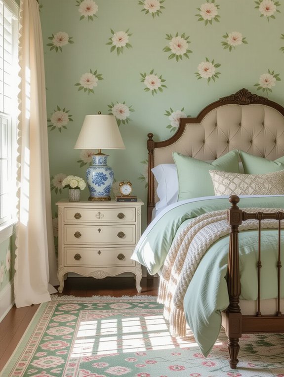 vintage sage green accents