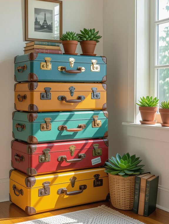 vintage suitcase shelf decor