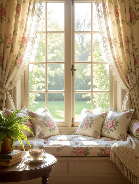 vintage window seat decor