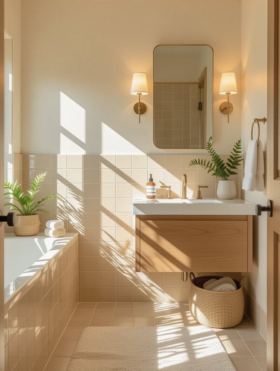 warm cozy bathroom ambiance