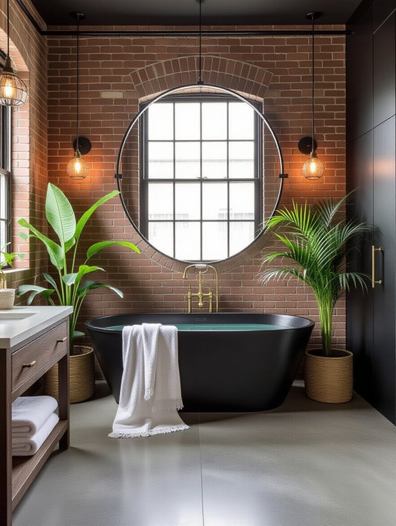 warm industrial bathroom design