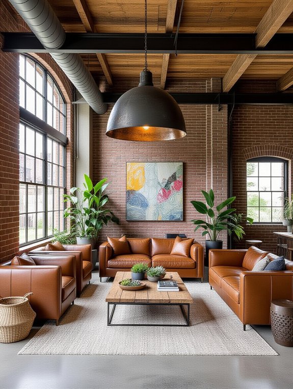 warm industrial family room
