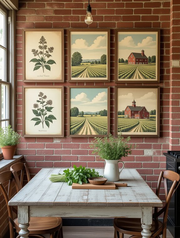 warm rustic kitchen prints