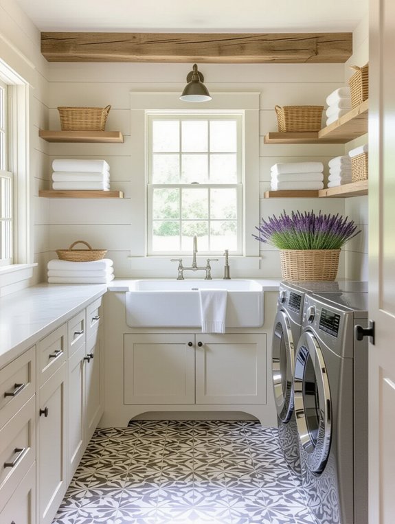 warm rustic laundry design