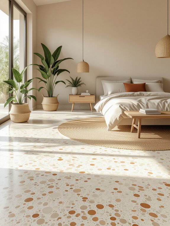 warm terrazzo bedroom elegance