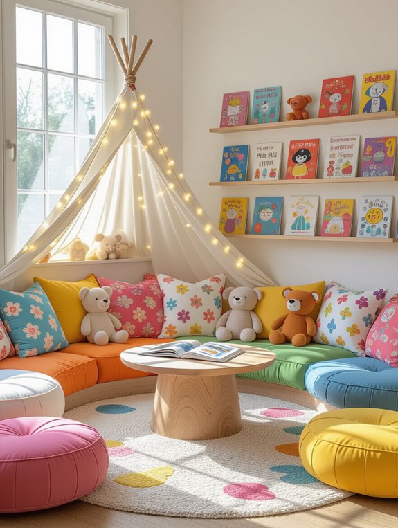whimsical colorful reading nook