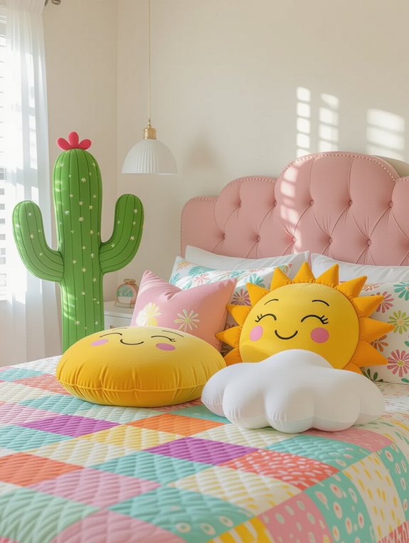 whimsical colorful throw pillows