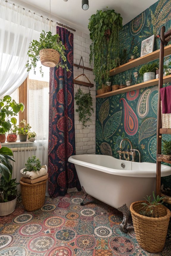 bohemian bathroom wallpaper ideas