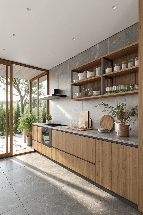 clean airy open shelving