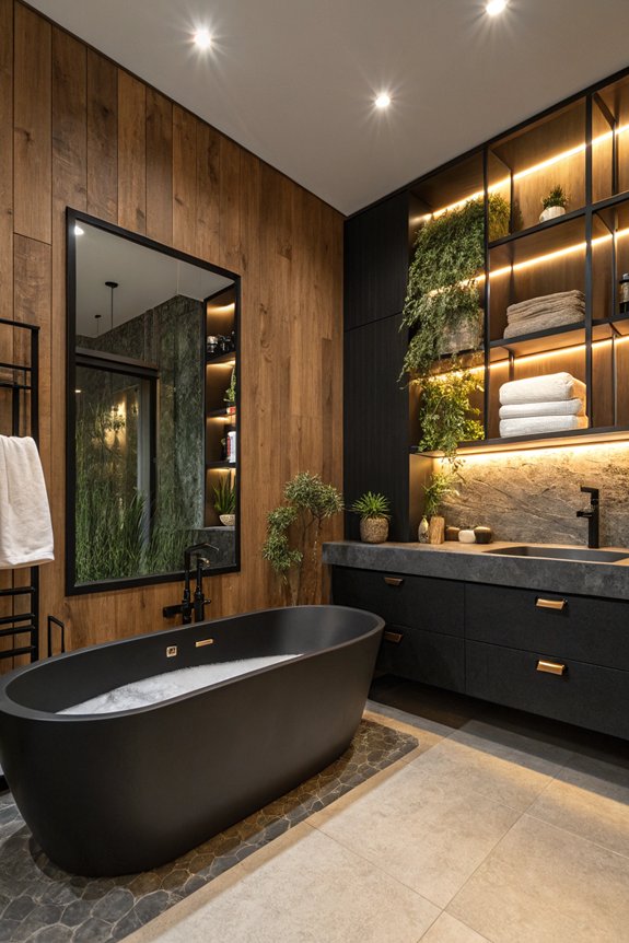 cohesive black and wood design