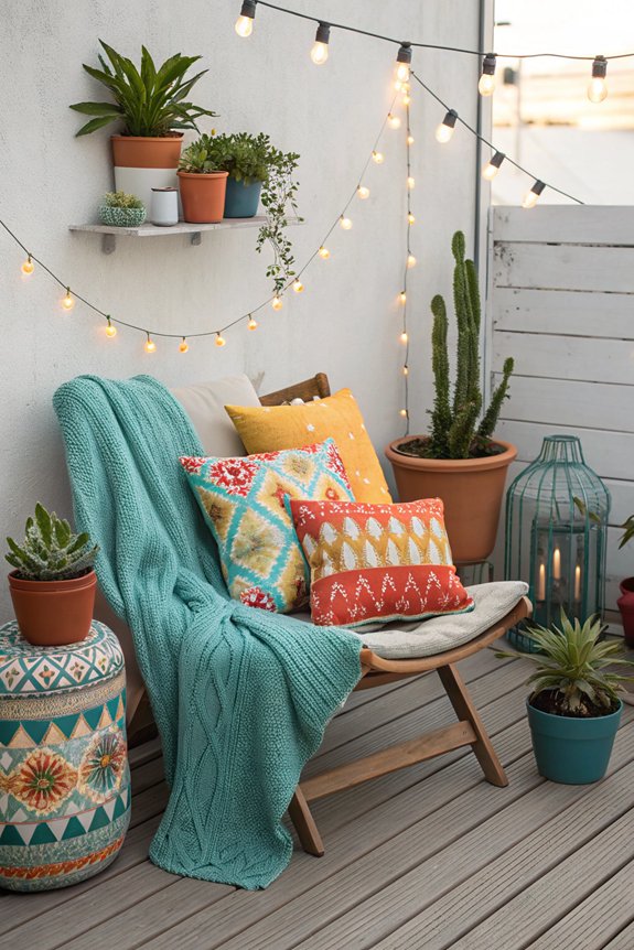 colorful cushions and throws