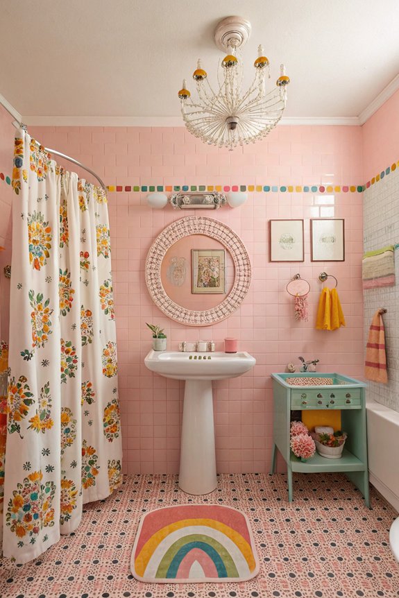 colorful retro bathroom decor