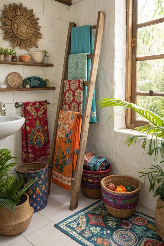 colorful towels enhance bohemian