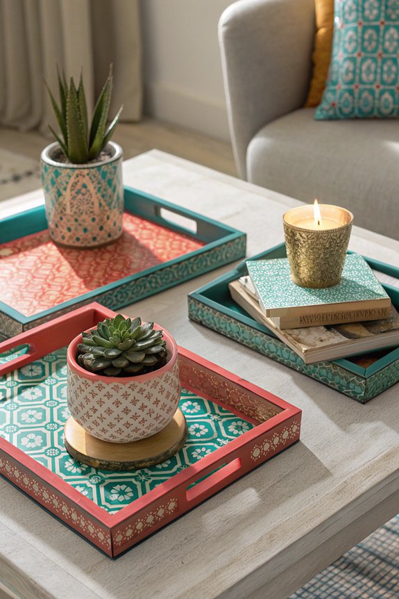 colorful trays organize essentials