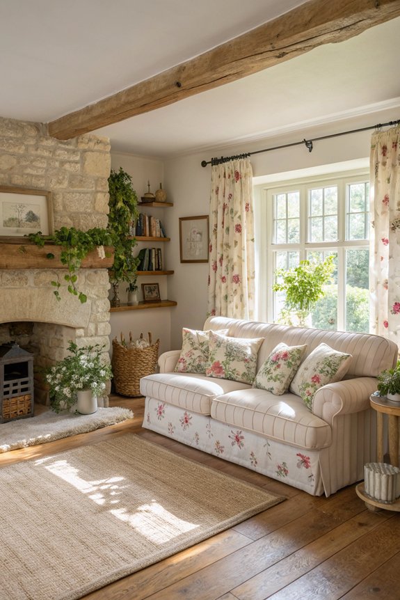 cottage living room plants