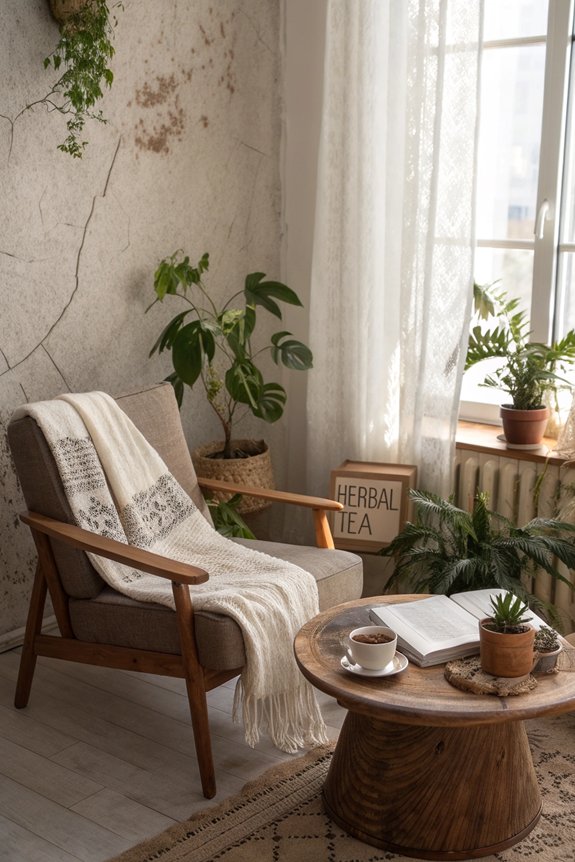 cozy textured reading corner