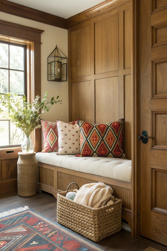 cozy upholstered benches enhance decor