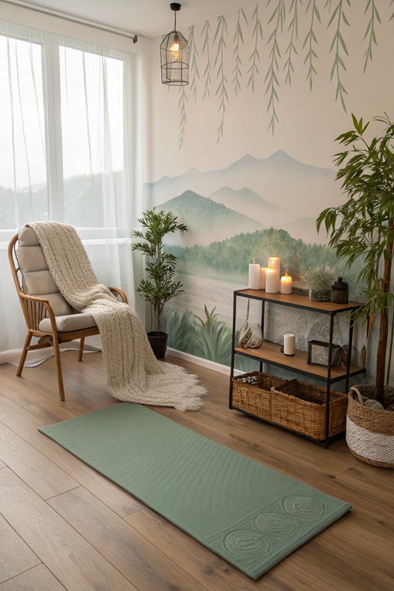 cozy yoga stretching corner