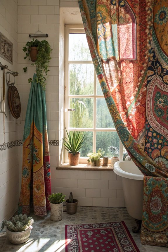 eclectic bohemian bathroom curtains