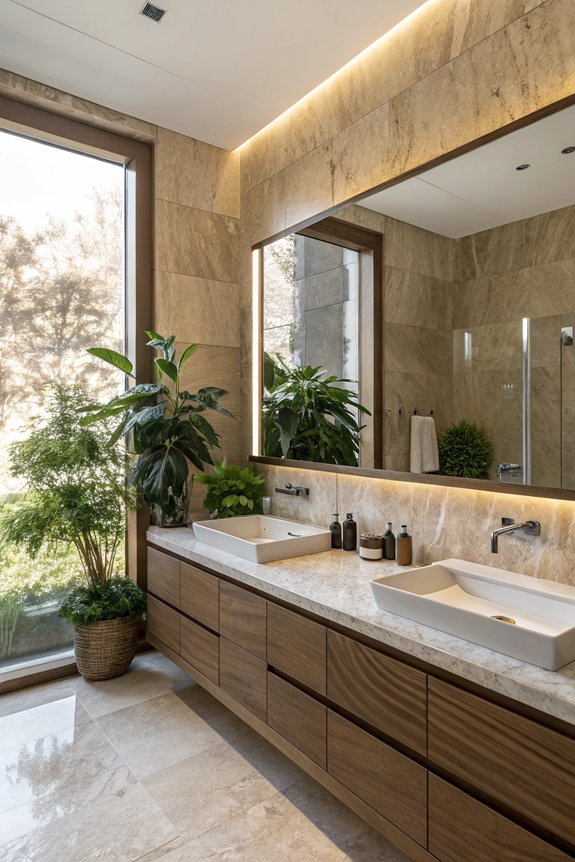 elegant travertine backsplash design