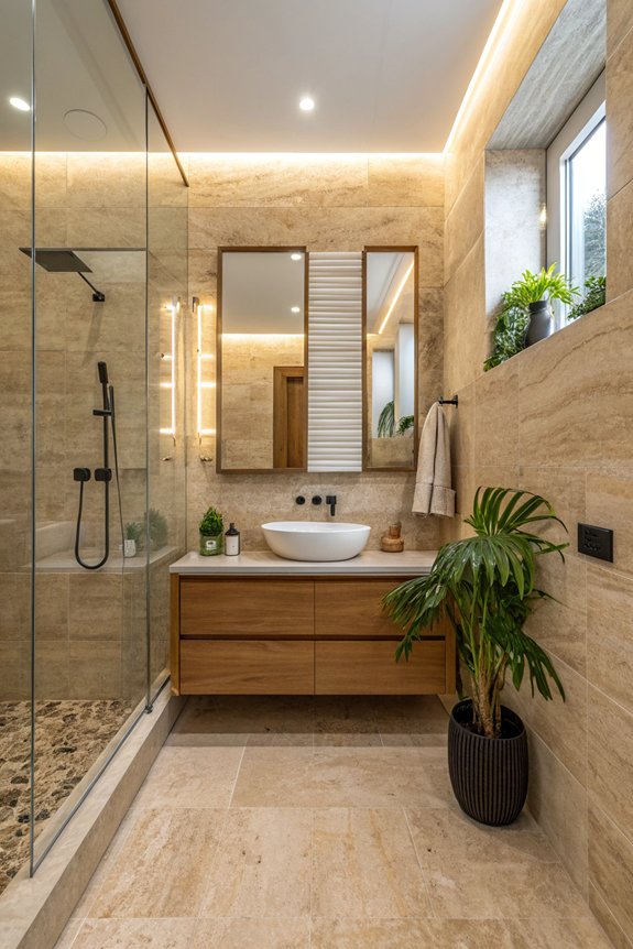 elegant travertine bathroom statements
