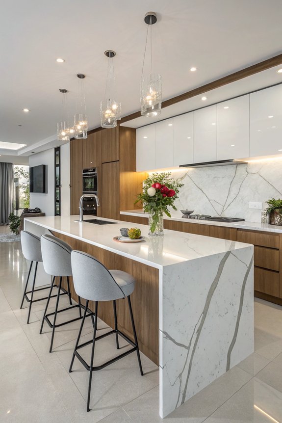 elegant veined quartz countertops
