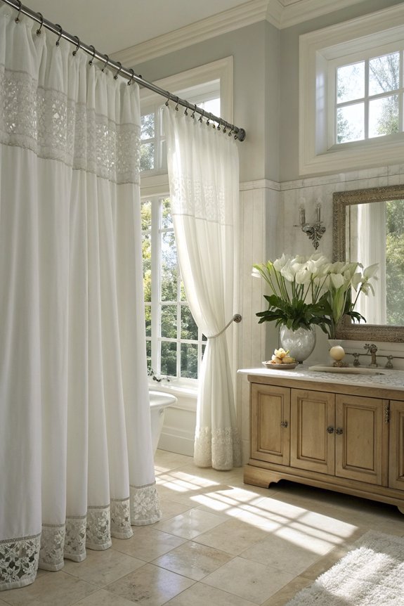 elegant white bathroom curtains