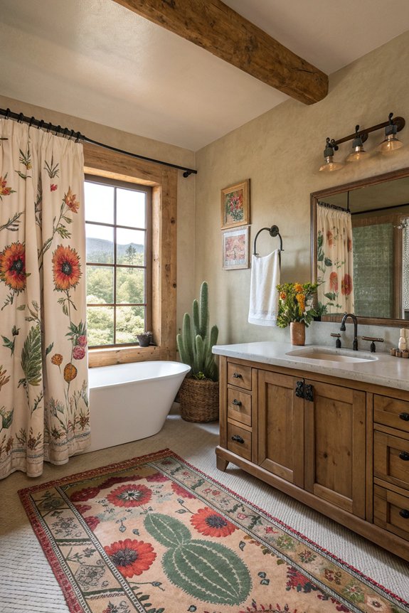 floral motifs enhance bathroom