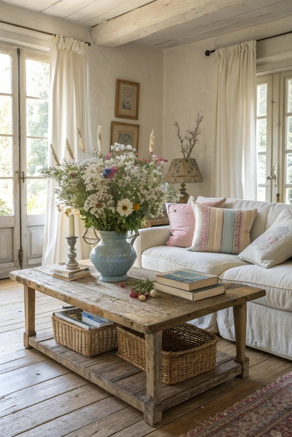 french country coffee table styling