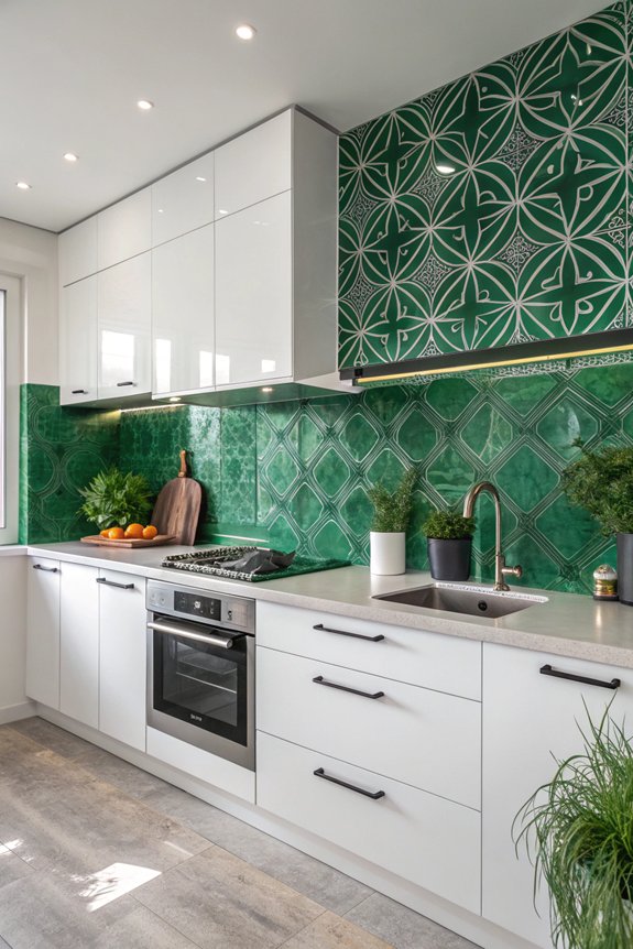 geometric green backsplash patterns