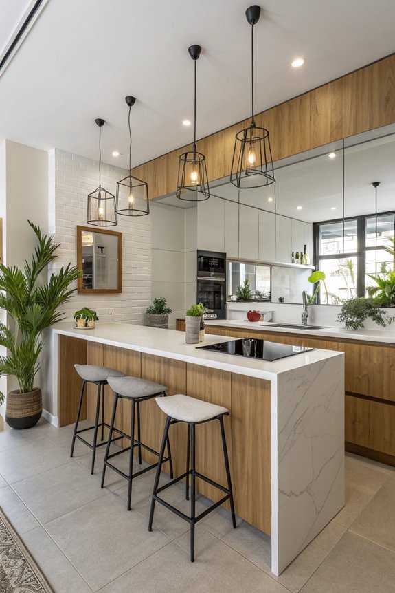 mirrors expand kitchen space