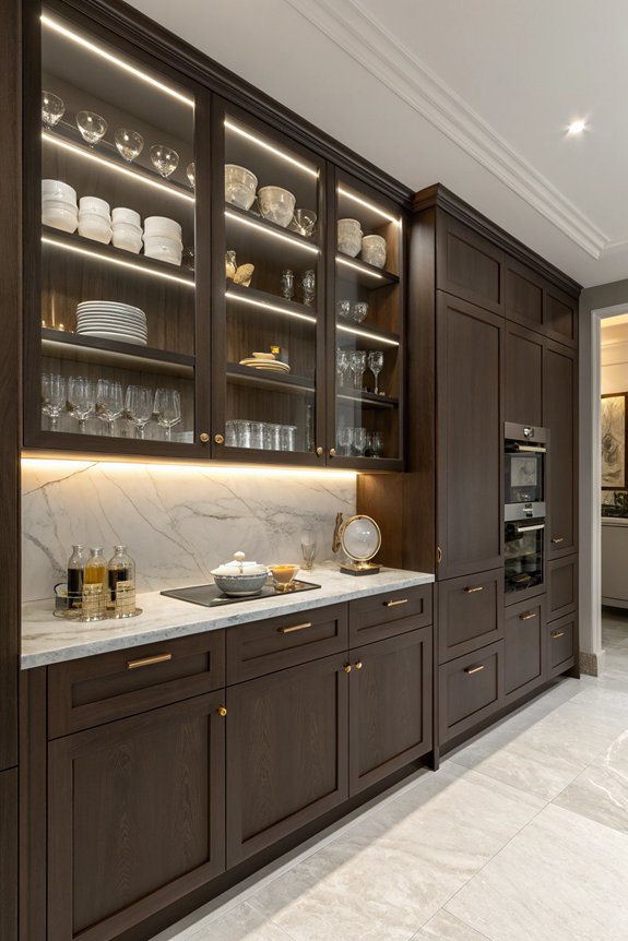 open shelving dark cabinets