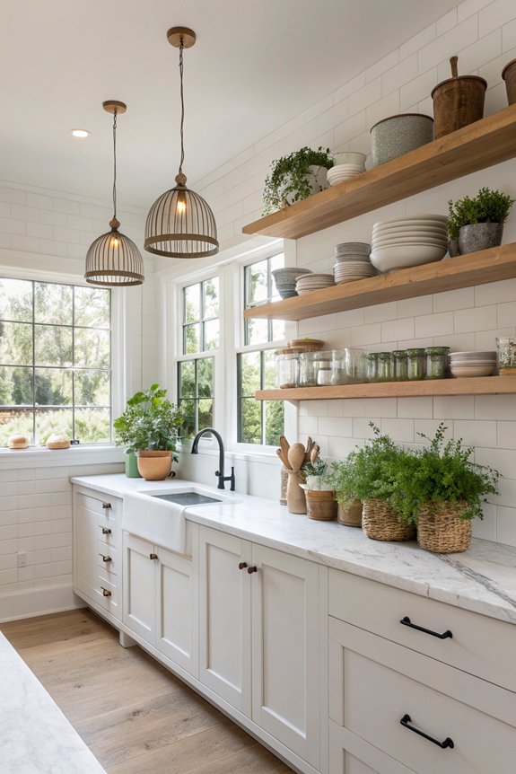 open shelving enhances spaciousness