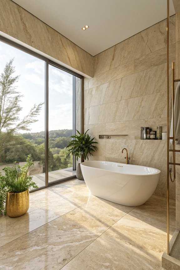 polished travertine brightens spaces