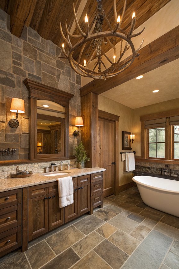 rustic antler bathroom accents