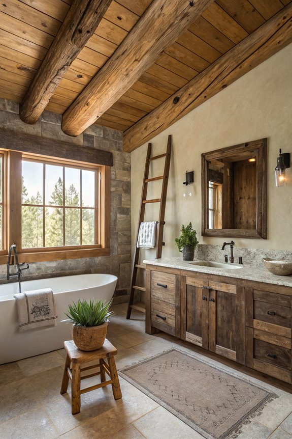 rustic wood bathroom accents