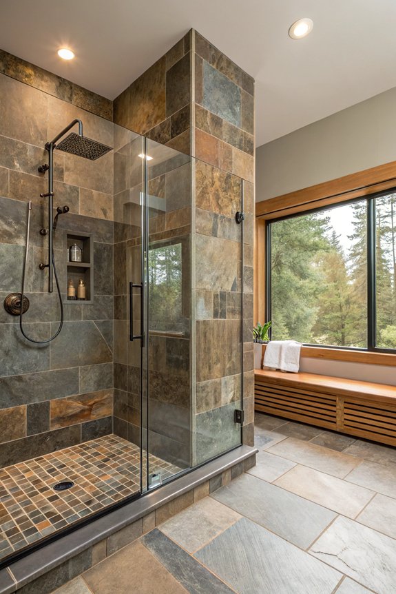 stone details walk in shower