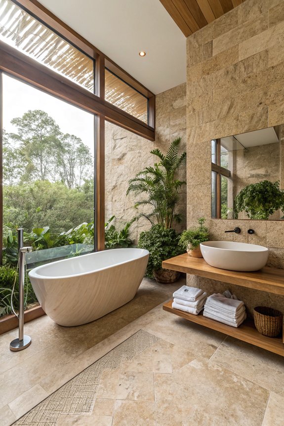 stylish travertine bathroom decor