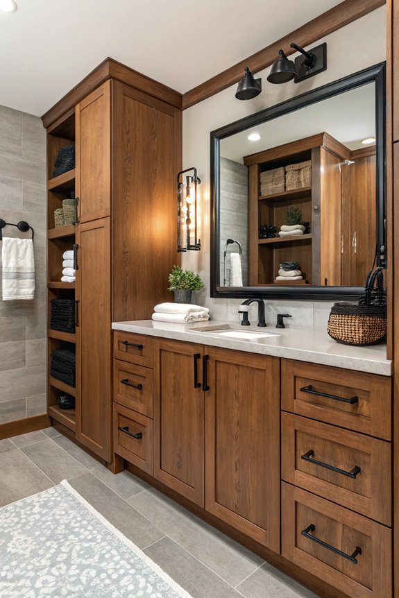 stylish wood cabinets accentuated