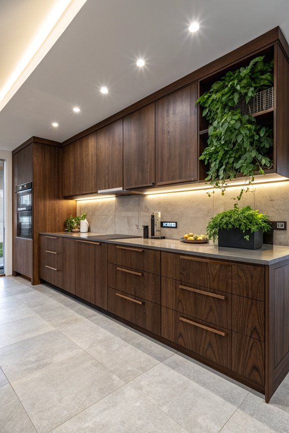 sustainable dark brown cabinets