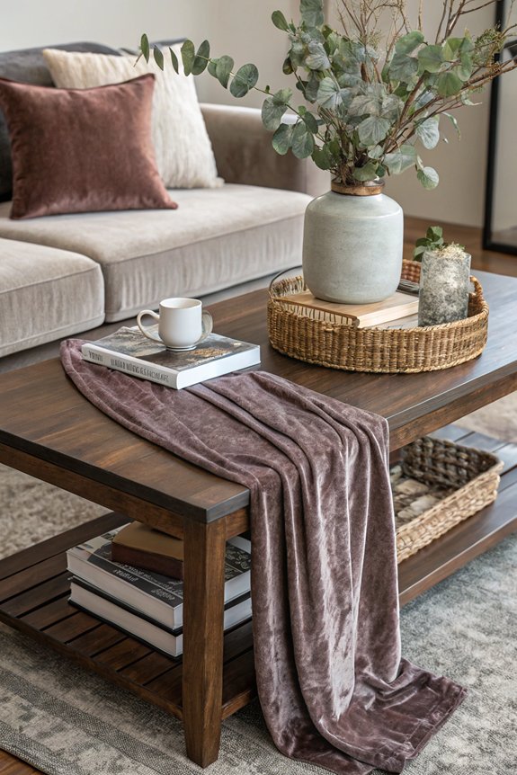 textiles enhance coffee table