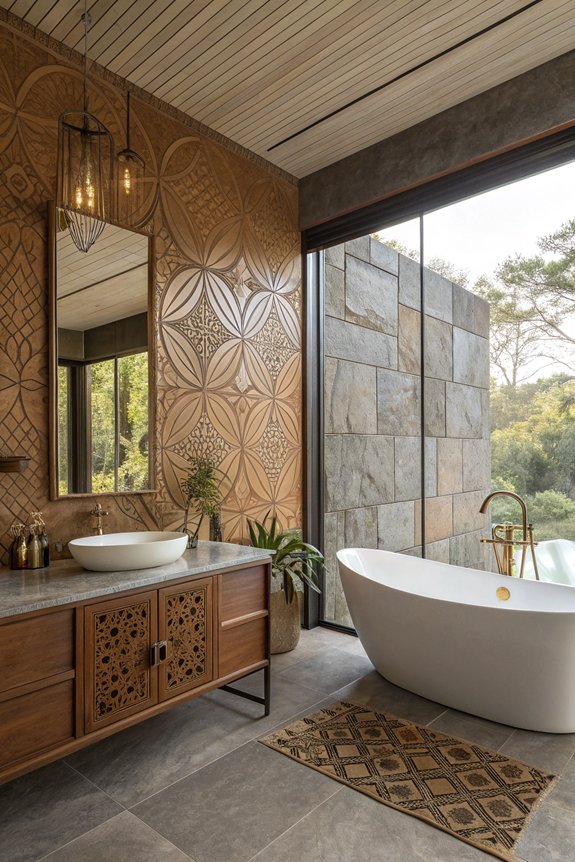 textured finishes enhance bathrooms