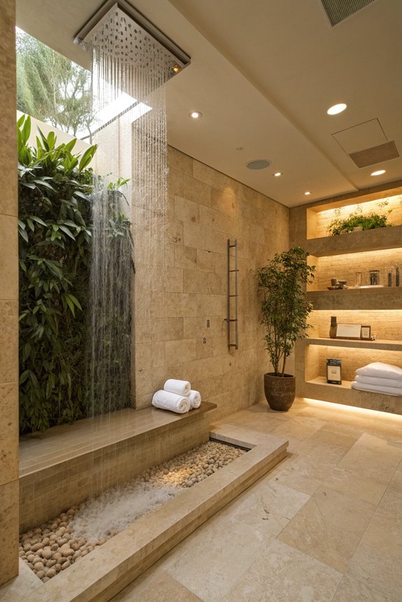tranquil travertine shower oasis