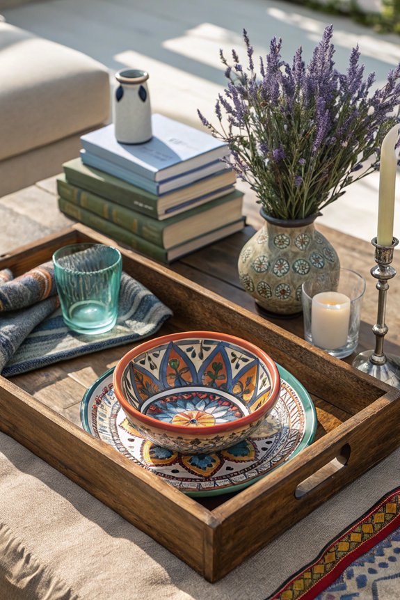 travel inspired coffee table display