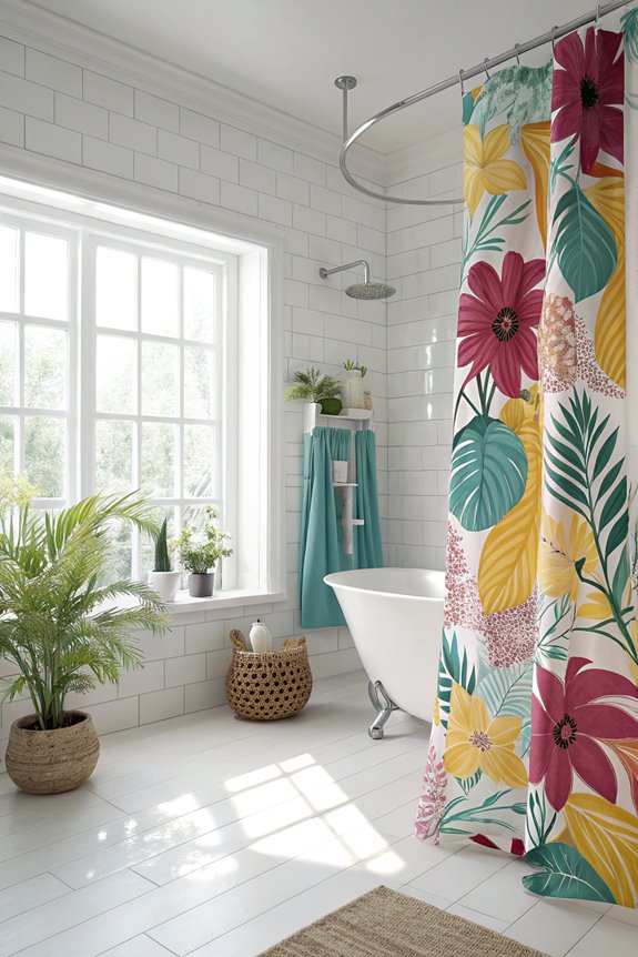 vibrant floral bathroom decor
